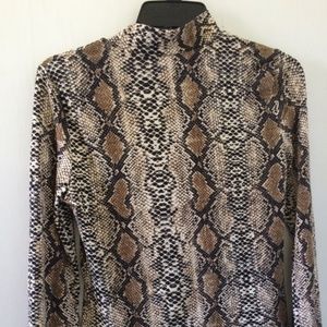 Snakeskin Long Sleeve Mock Neck